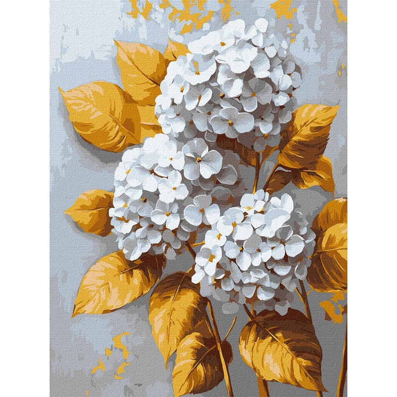 Картина за номерами - Золота гортензія з фарбами металік extra ©victoria_art___