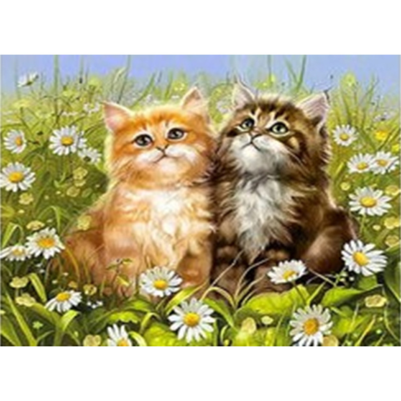 Набір для творчості зі стразами на картоні 5D, Двоє в ромашках, 21*25 см