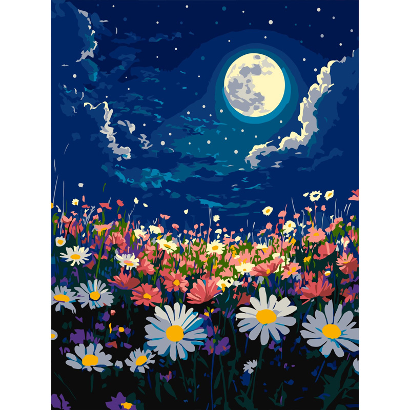 Картина за номерами - Містична ніч над весняним лугом ©art_selena_ua