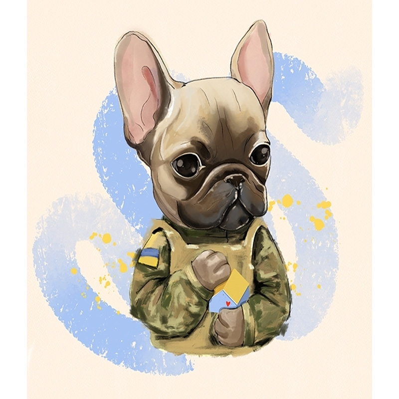 Набір для творчості зі стразами на картоні 5D, Бойовий песик, 21*25 см