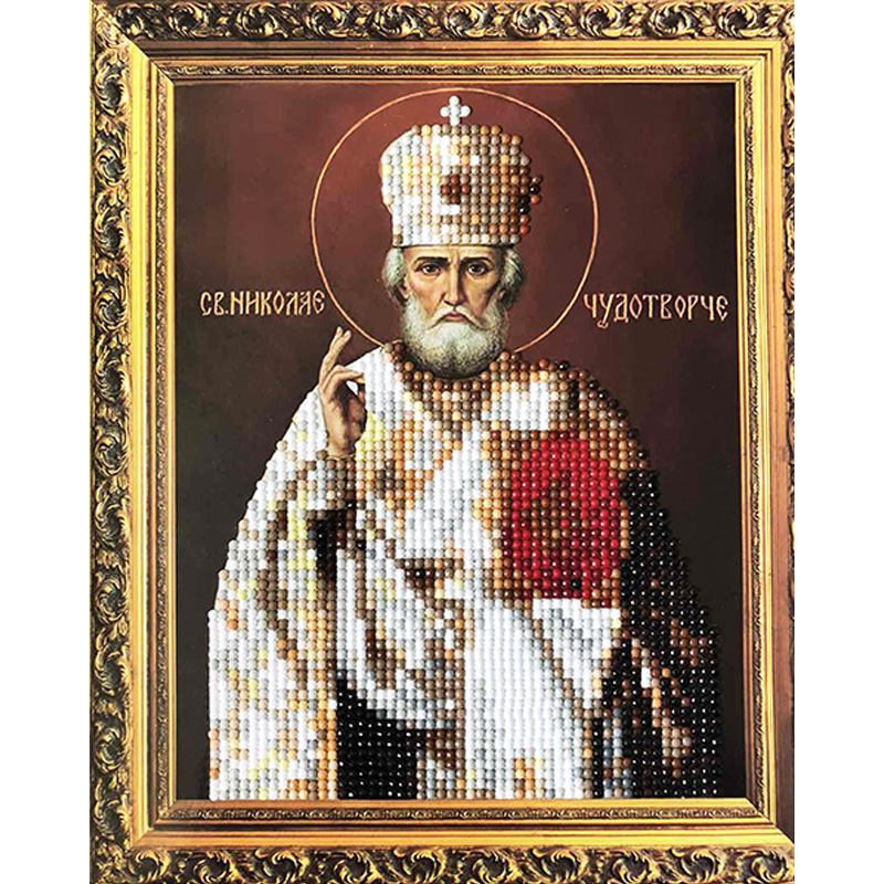 Набір для творчості зі стразами на картоні 5D, Микола-Чудотворець, 21*25 см