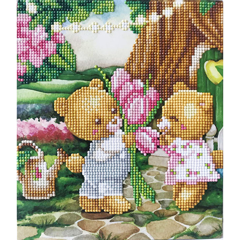 Набір для творчості зі стразами на картоні 5D, Перший букетик, 21*25 см