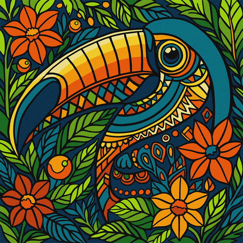 Картина за номерами - Вітраж. Тукан ©art_selena_ua