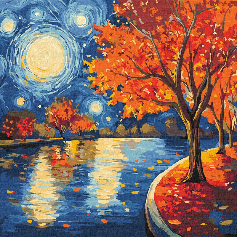 Картина за номерами - Осіння ніч ©art_selena_ua