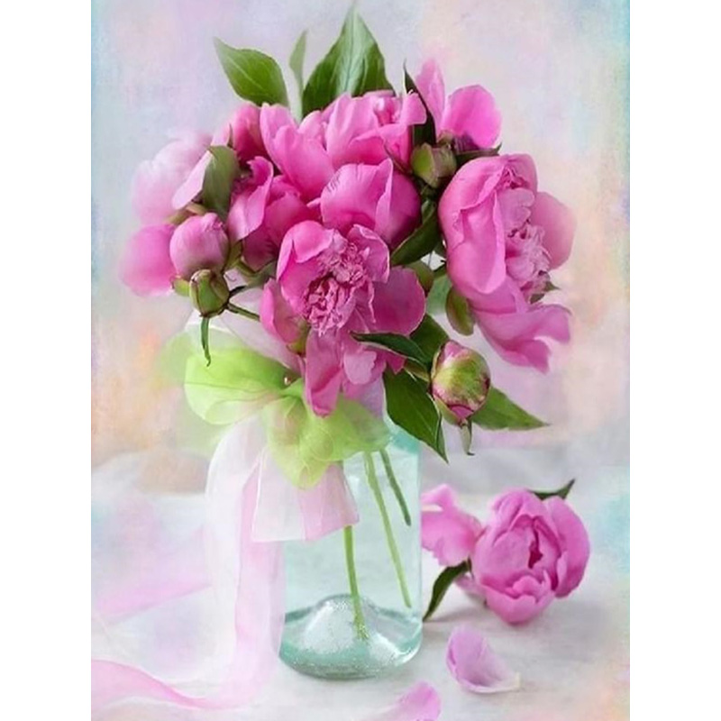 Набір для творчості зі стразами на підрамнику, Перші півонії, 30*40 см