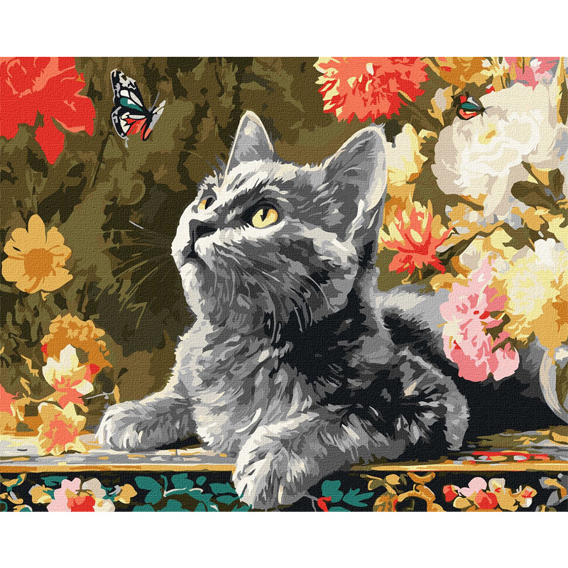 Картина за номерами - Кошеня та метелики ©art_selena_ua