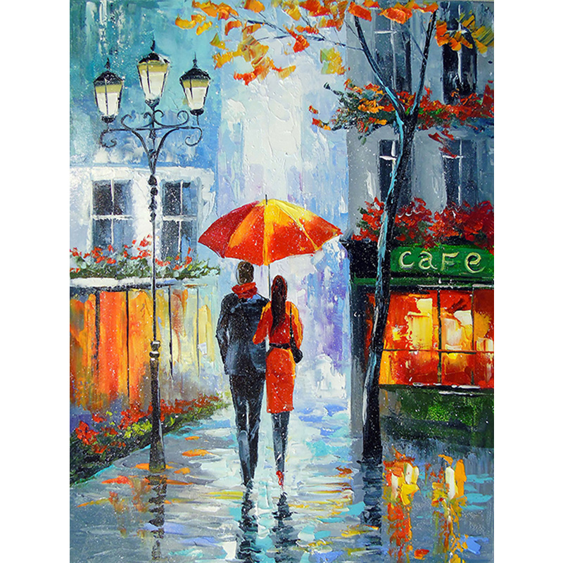 Набір для творчості зі стразами на підрамнику, Романтична прогулянка містом. Дарчук 40*50 см