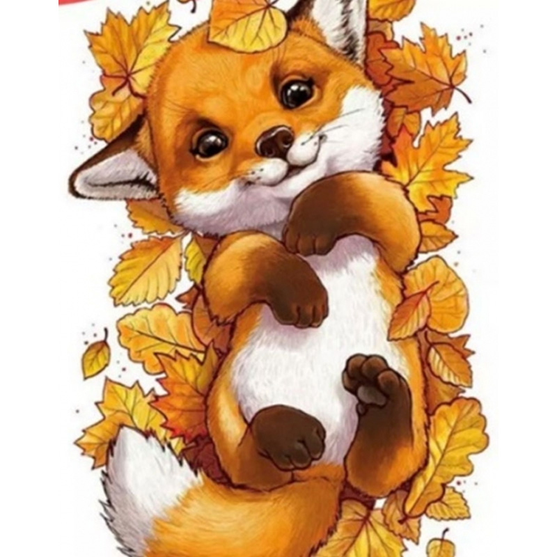 Набір для творчості зі стразами на картоні 5D, Веселе лисеня 21*25 см