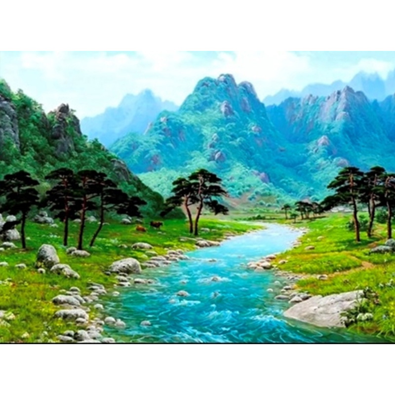 Набір для творчості зі стразами на підрамнику, Блакитна річка 40*50 см