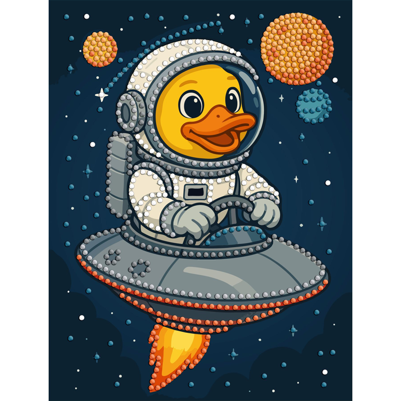 Алмазна мозаїка з частковою викладкою - Качка в космосі ©art_selena_ua