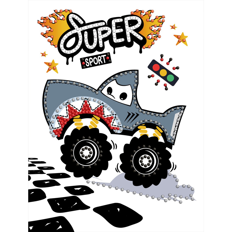 Алмазна мозаїка з частковою викладкою - Машина-акула