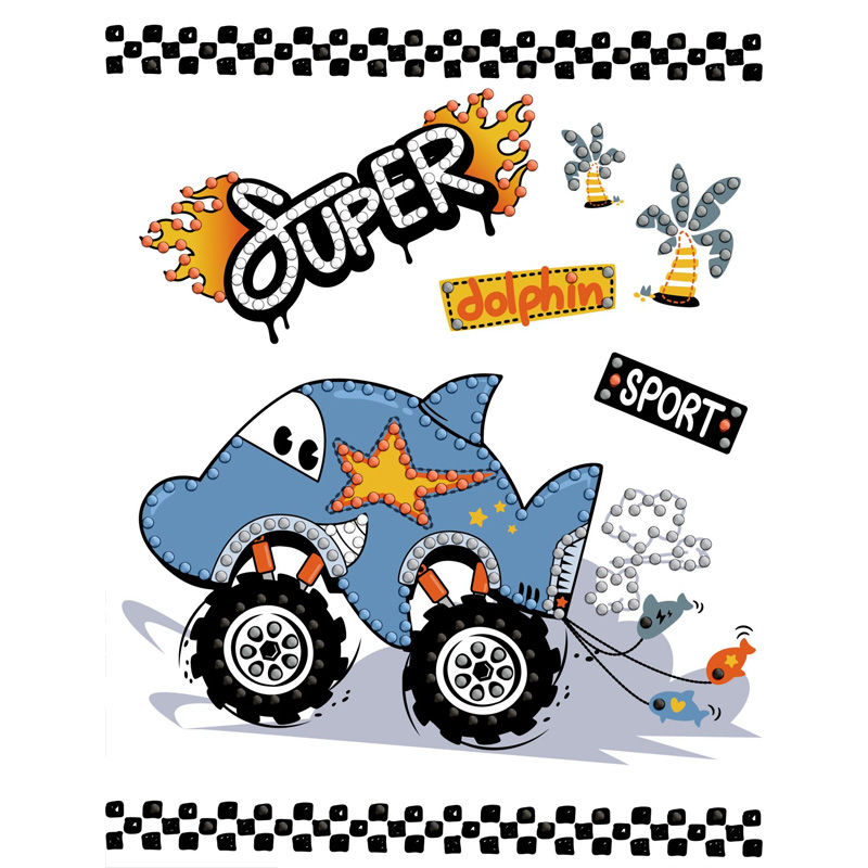 Алмазна мозаїка з частковою викладкою - Машина-дельфін