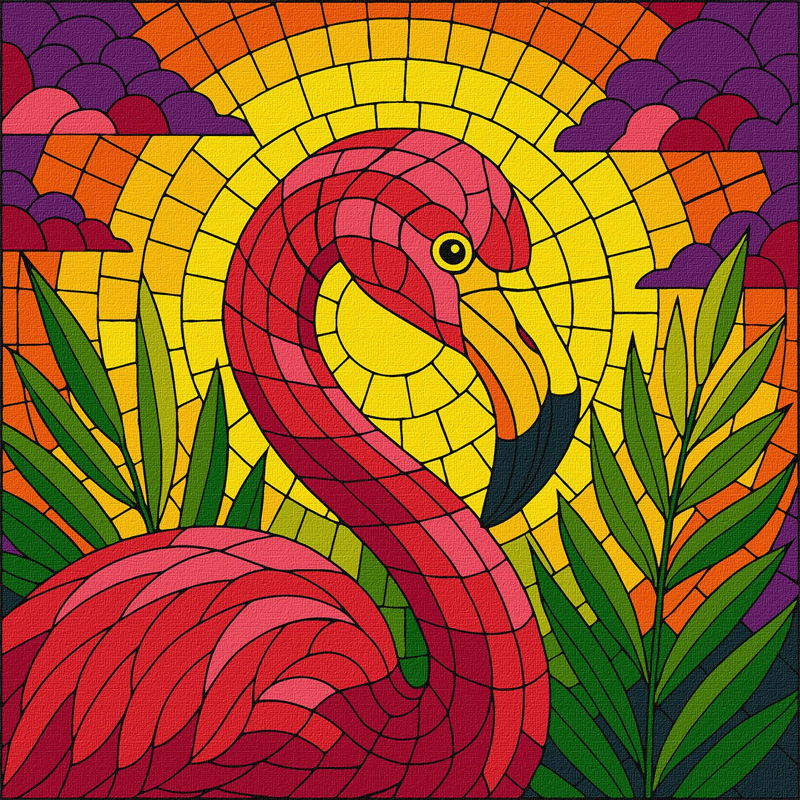 Картина за номерами - Вітраж. Фламінго ©art_selena_ua