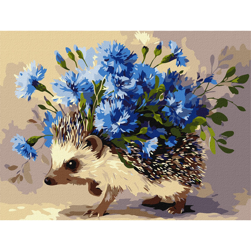 Картина за номерами - Їжак та квіти ©art_selena_ua