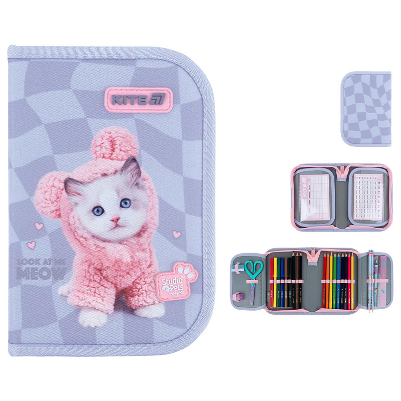 Пенал з наповненням Kite Studio Pets SP26-622H, 1 відділення, 2 відвороти