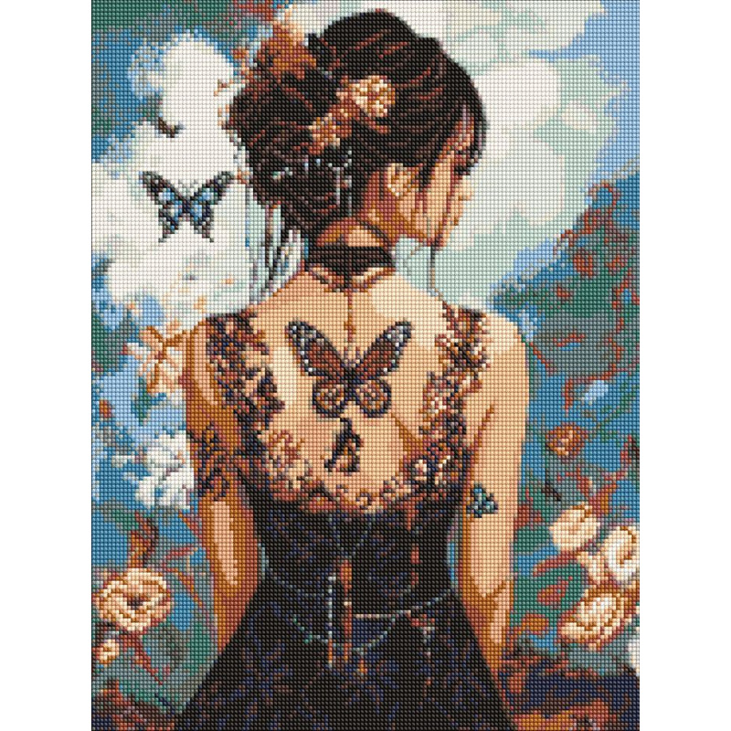 Алмазна мозаїка - Красуня з метеликами ©art_selena_ua